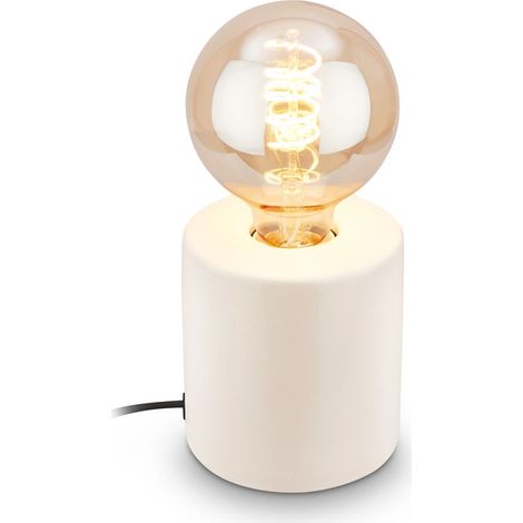 Briloner TUBO Lampada da tavolo, interruttore a cavo, attacco E27, max. 10W, bianco antico, Ø10 x 10,3 cm