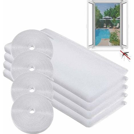 Moustiquaires Fenêtres,Moustiquaire Transparente Universelle pour Fenêtre,Moustiquaires Pour Fenêtre,Moustiquaire Ajustable,Blanc Transparent (1/4)