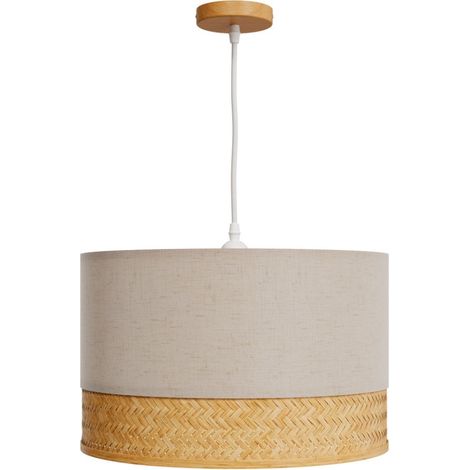 Lámpara colgante de bambú natural, papel y metal D40 cm - Baikal