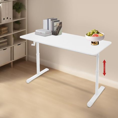 Bureau réglable en hauteur 65-90 cm, bureau debout manuel pour maison, bureau, ordinateur, table de bureau, bureau debout 120 x 60 cm (blanc) (1/5)
