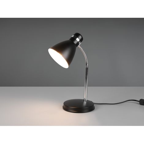 LED Schreibtischleuchte flexibel, Chrom & Metallschirm Schwarz, 33cm (1/5)