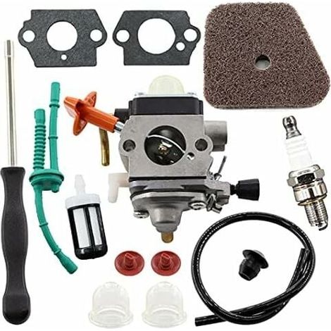 Vergaser-Reparatursatz für Stihl FS87 FS90 FS100 FS110 FS130 HL95 HL100 HT100 HT101 KM90 KM100 KM110 SP90, Artikelnummer 4180-120-0610, Ersatzteil mit Luftfilter und Schraubendreher. (1/5)