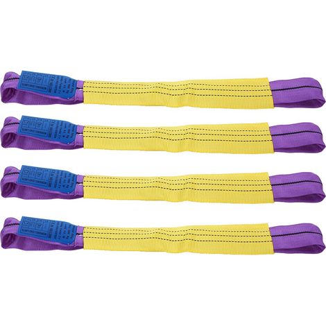 4 sangles de fixation pour jantes en alliage, pour remorque ou transporteur, jaune/violet (1/5)