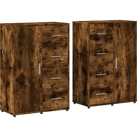 Credenza buffet cassettiera mobile contenitore organizer cucina soggiorno soggiorni set da 2 60 x 31 x 84 cm derivati del legno marrone 020036742