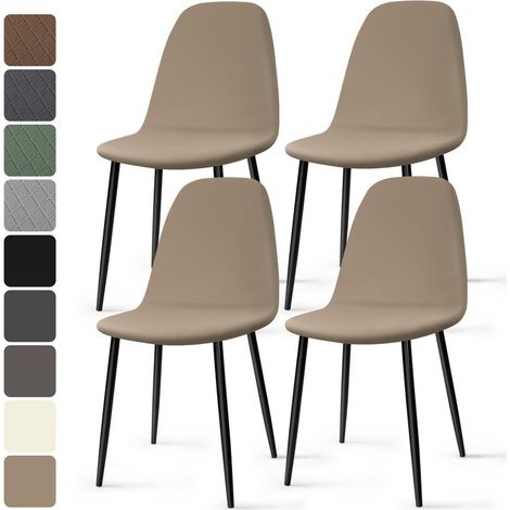 4er Set Stuhlhussen Khaki Stretch Spandex Waschbar für Esszimmerstühle (1/5)