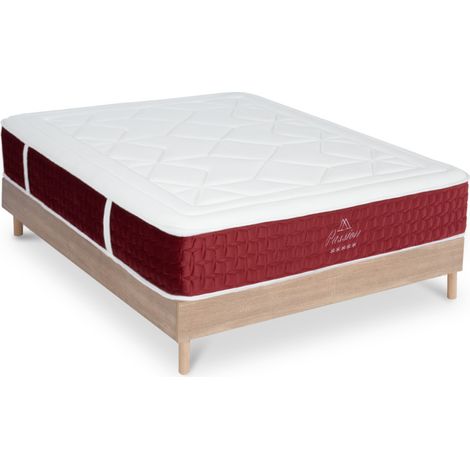 Ensemble Matelas Passion Ressorts ensachés Accueil mémoire et sommier kit bois - 180 x 200 cm (1/5)