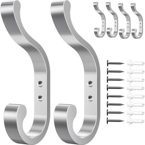 Appendiabiti Parete 6 Pezzi Ganci fino a 16 kg Argento (1/5)