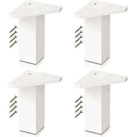 Lot de 4 Pieds pour Meubles Blancs Vis Incluses, Couleur Blanc - Pieds DIY en Résine ABS pour Tables, Meubles de Salle de Bains, Armoires, Etagères (10 cm) (1/5)