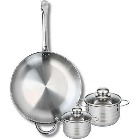 Ensemble de 1 Poêle de cuisson 32 cm et 2 faitouts 12 et 14 cm Elo Profi Brillant (1/5)