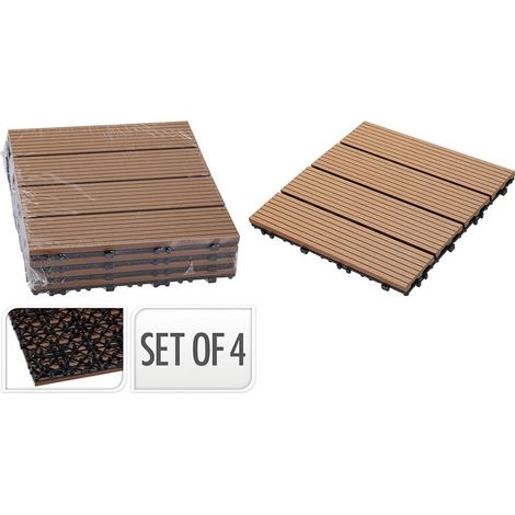 Carreaux imitation bois 30 x 30 cm pour terrasse, 4 pièces