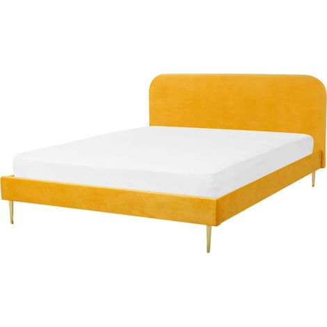 Bett mit Lattenrost Samtstoff FLAYAT 140 x 200 cm Gelb