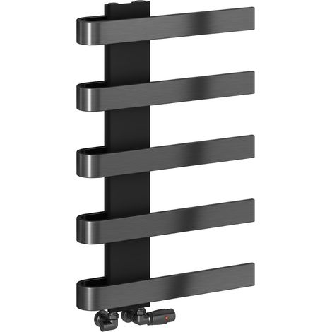 Reina Panaro Designer Heated Towel Rail 800mm H x 500mm W - Brushed Gun Metal (1/3)