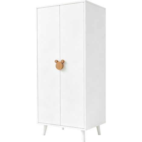 Armadio guardaroba per bambini a 2 ante 70 x 55 x 168 cm bianco in MDF (1/5)