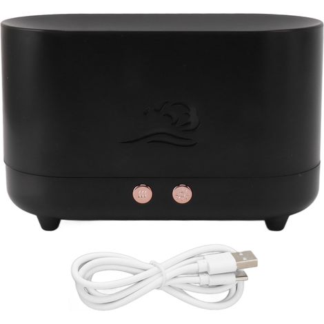 Duftlampe mit simulierter Flamme, 225 ml, 35 dB leise, USB-Anschluss, Kamineffekt, für Café/Zuhause, Entspannung, stimmungsvolles Geschenk zum Muttertag (Schwarz)