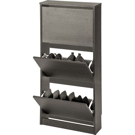 TOPKIT |Armoire à chaussures Congo 50ab| Étagère à chaussures étroite | Meuble à chaussures | Meuble à chaussures avec 3 portes pliantes. | wengé (1/5)