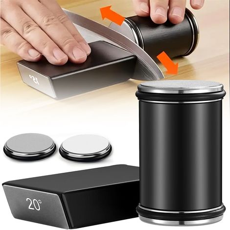 Affûteur à rouleau noir avec un double angle de 15°/20° pour affûter rapidement les couteaux de cuisine. (1/4)