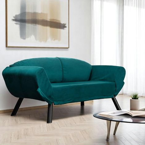 Banquette-lit bleu canard - format compact LUCCA (1/5)
