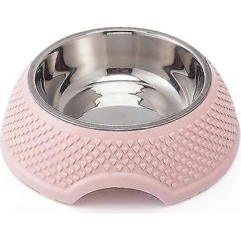 Gamelle amusante pour chat, gamelle pour animal de compagnie, empilable et antidérapante (lot de 2, rose)