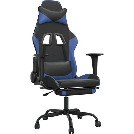 Maison Exclusive - Chaise de jeu avec repose-pied Noir et bleu Similicuir