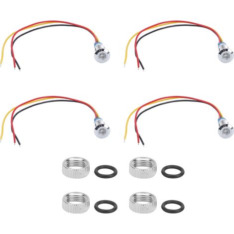 Set di 4 spie LED. Lampada a catodo comune. Componenti di controllo industriale, 8 mm, 110220VR, rosse e gialle.