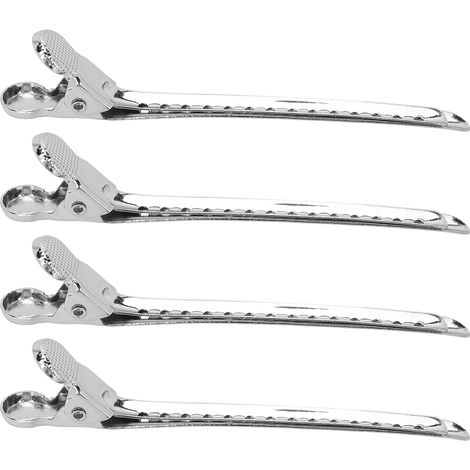Lot de 12 pinces à cheveux bec de canard - Grand angle d'ouverture, force de serrage accrue, outil de coiffure pratique et durable - Argenté (1/5)