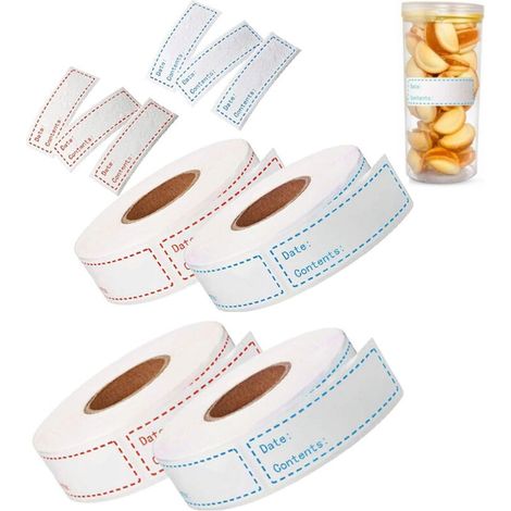 Packung mit 4 Rollen selbstklebender Etiketten, 500 Stück – 75 x 25 mm – Für Marmeladengläser und Gefrierbehälter