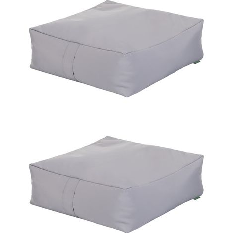Ready Steady Bed - Cuscino spesso per pavimento, cuscini da giardino in lastre 60x60x20 cm, cuscino resistente all'acqua per interni ed esterni con imbottitura in fagioli - Argento 2pz (1/5)