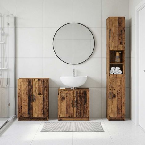 vidaXL 3 Piece Bathroom Cabinet Set UTRECHT Old Wood Engineered Wood (1/5)