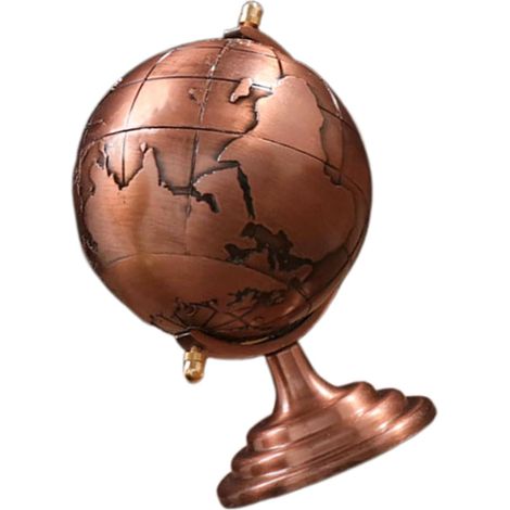 Globe Bureau Vintage Métal Rouge Profond Décoration de Table Élégante Alliage Ornement de Bureau Rétro pour Espace de Travail et Cadeau Raffiné (1/5)