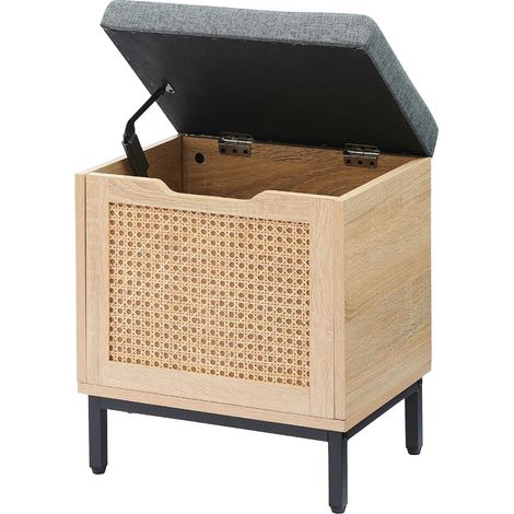 Banc d'entrée coffre 47 cm, assise rembourrée, chêne noir (1/5)