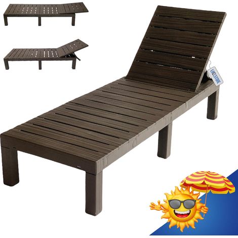 Lacestone Sonnenliege Gartenliege Poolliege Liegestuhl Strandliege Klappbar Relaxliege Braun Wetterfest PP 187x60cm (1/5)