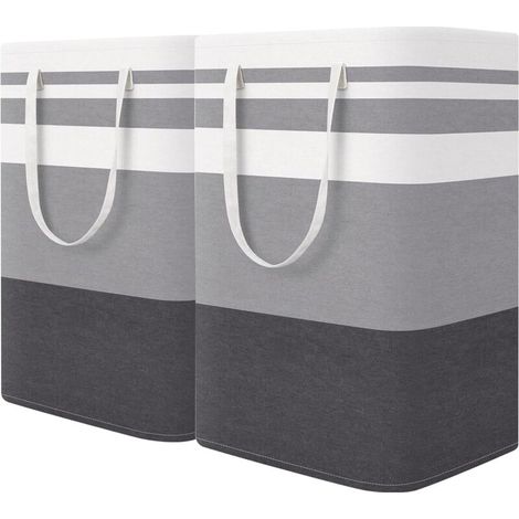 Set di 2 grandi cesti portabiancheria impermeabili, cesti portabiancheria autoportanti, sacchi portabiancheria pieghevoli con manici estensibili per riporre e trasportare la biancheria sporca, 40 x 30 (1/5)