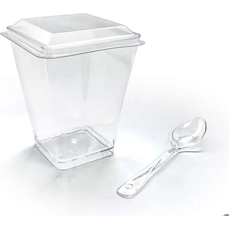 coupe à glace, Tasses à Dessert avec Couvercle et Cuillères réutilisables pour Tiramisu, Salade de Fruits (1/5)