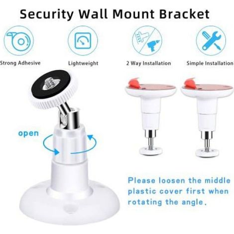Support Mural Camera - Réglable 360° - Vis 1/4 Pouces - Pour Caméras de Sécurité - Lot de 2 (1/5)
