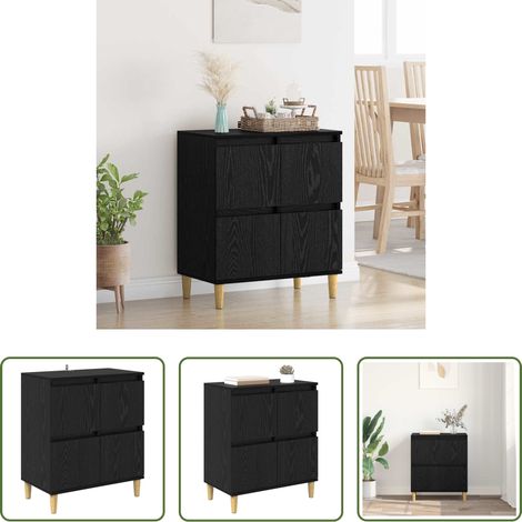 Holzwerkstoff - Sideboard Schwarz Eichen-Optik 60 x 35 x 70 cm Holzwerkstoff (1/5)
