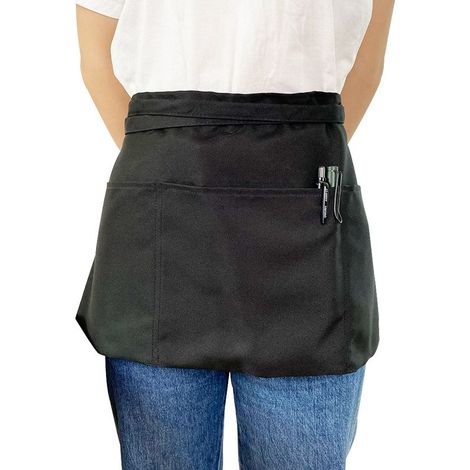 1 tablier de jardin, polyester Oxford 600D + 210D, 60 cm x 30 cm, noir, multi-poches, réglable avec ceinture et boucle, pour jardinage, menuiserie, soudage (1/5)