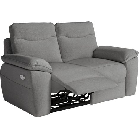 Canapé de relaxation électrique ROSS 2 places en tissu - Gris (1/5)