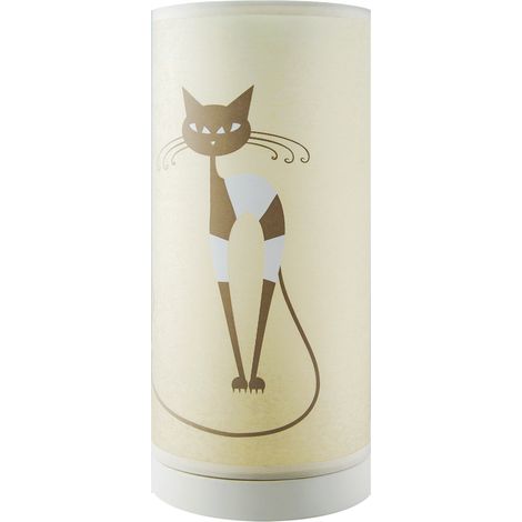Lámpara de mesa infantil amarilla con forma de gato, 25W, base Zyta, casquillo E14, CAT Ideus 03543 (1/2)