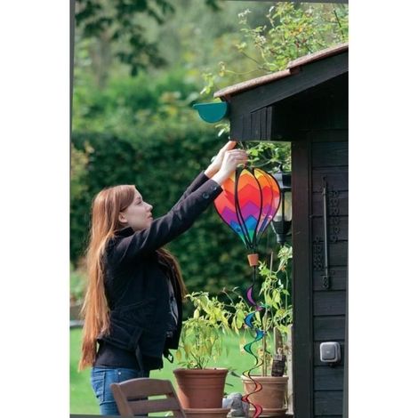Moulin à vent Hot Air Balloon Sunrise - INVENTO - Forme de mongolfière - Vert - 23cm x 92cm