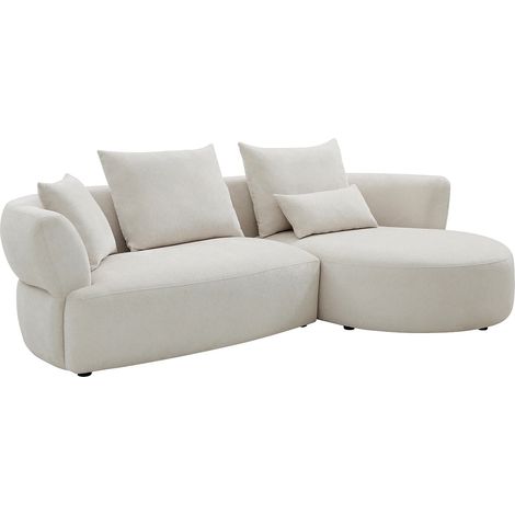 Divano angolare destro in tessuto ciniglia beige - CUSAVA di Maison Céphy (1/5)
