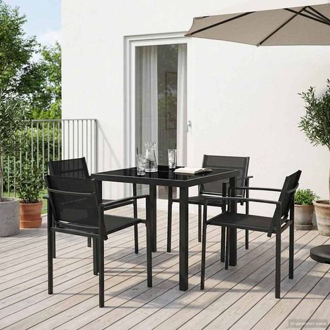 vidaXL Set di Mobili da Esterno 5 pz Nero e antracite Textilene