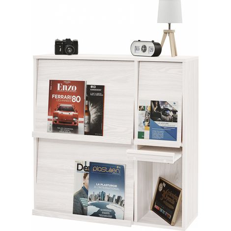 Iris Ohyama, armario, estantería, estantería de almacenamiento, con 4 puertas, FR-F4 roble blanco, ancho de 33,8 x D89 x h90 cm