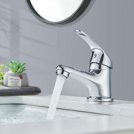 Taps for Bathroom Sink Chrome Basin Mixer Tap Brass Modern Single Handle Bathroom Faucet for Lavatory Washroom (1/5)