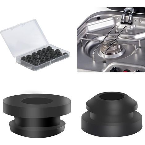 Set di 30 presine in gomma con piedini antiruggine, compatibili con i manici da 5 mm delle pentole Dometic, Smev e Thetford. Accessori per camper. (1/5)