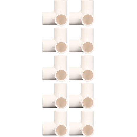 10 Pièces Raccords PVC à 3 Voies et Coudes, Jonctions en Plastique Blanc pour Tuyaux Diamètre 25mm (1/5)