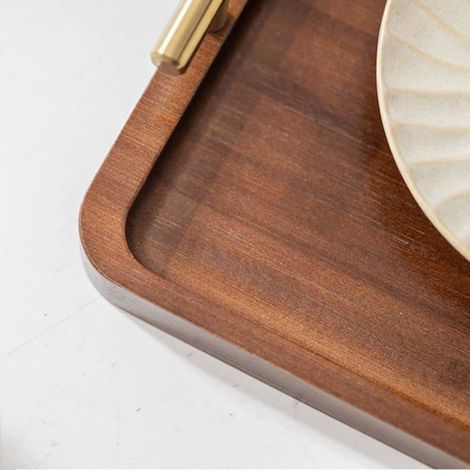 Plateau à Thé en Bois avec Poignée pour Rangement Ménager S,Plateau à Thé en Bois avec Poignée pour Rangement Ménager S (1/4)