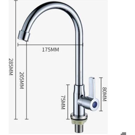 Robinet Évier - Eau Froide Unique - Installation Verticale - Laiton Alliage De Zinc - Pour Cuisine Et Salle De Bain - 1 Pièce