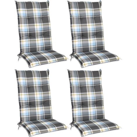 Beautissu 4er Set Hochlehner Auflage Sunny 100x50x6cm Blau
