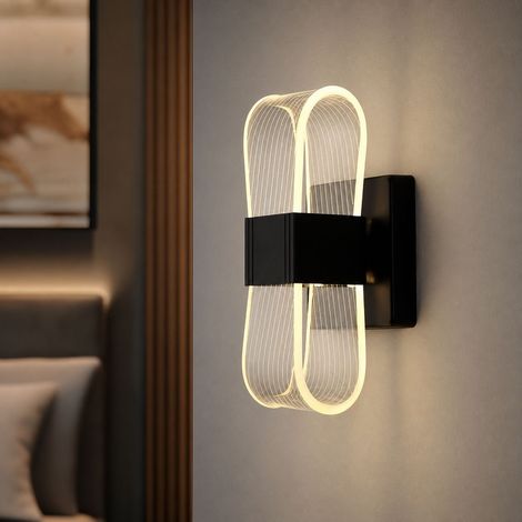 Applique murale LED design, métal laqué et cristal K9, abat-jour acrylique à pois, 12W, lumière tricolore réglable, idéale pour chambre et salon (1/5)