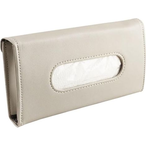 Dispensador de pañuelos de PU beige con clip de cuero，caja de pañuelos colgante para la visera del coche，accesorio de decoración para el coche (1/4)